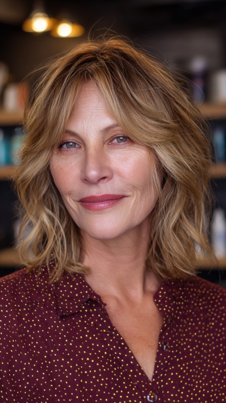 Layered Tousled Dark Blonde Cut for a Refreshing Mature Look