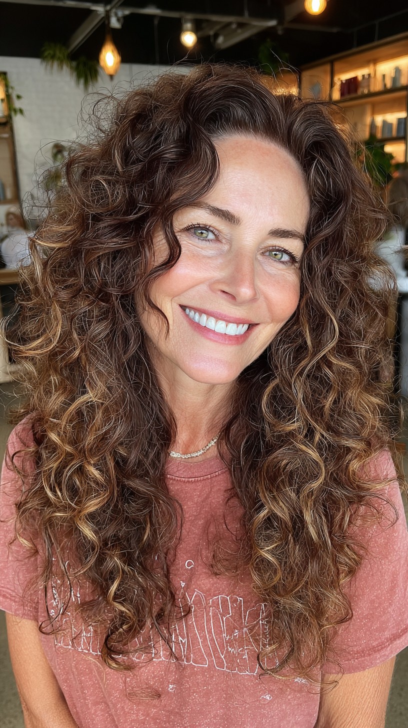 Luminous Natural Curls with Voluminous Texture