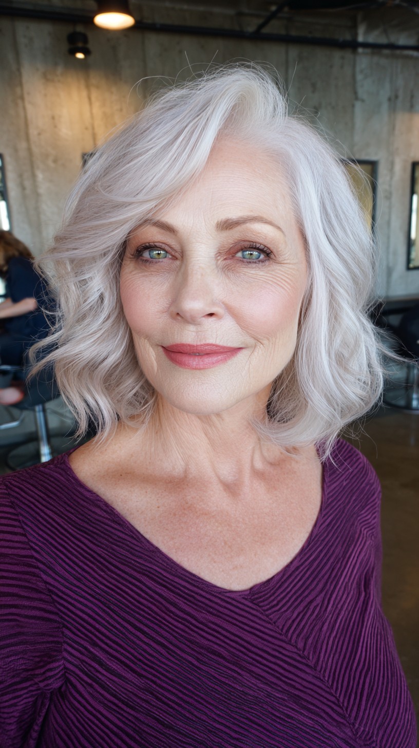 Luminous Silver Soft Waves with Tapered Ends