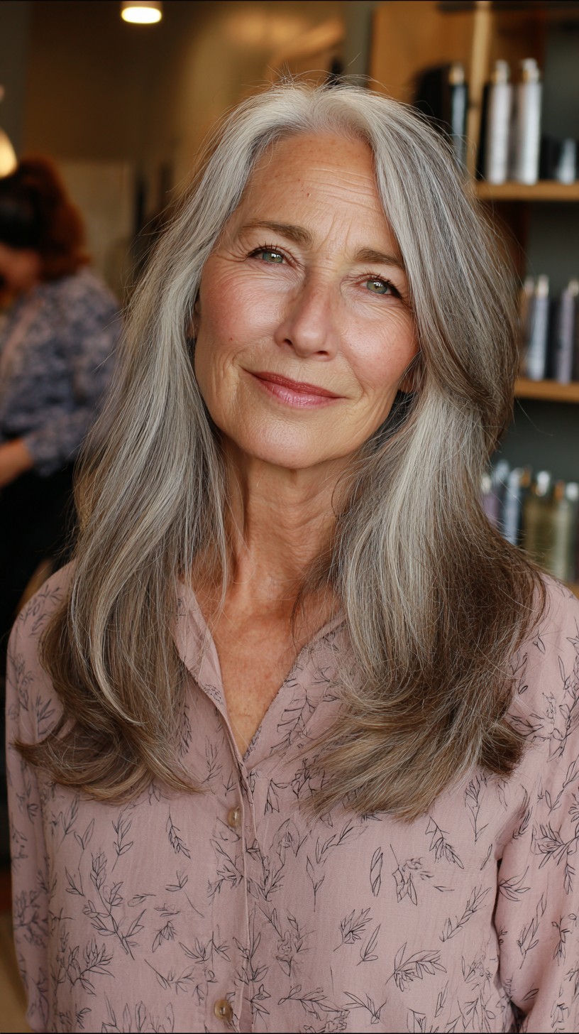 Natural Silver Long Waves with Subtle Texture