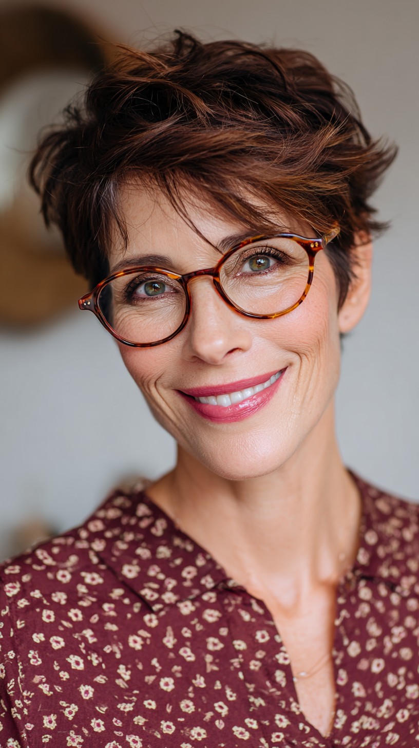 Playful Chocolate Pixie with Textured Top