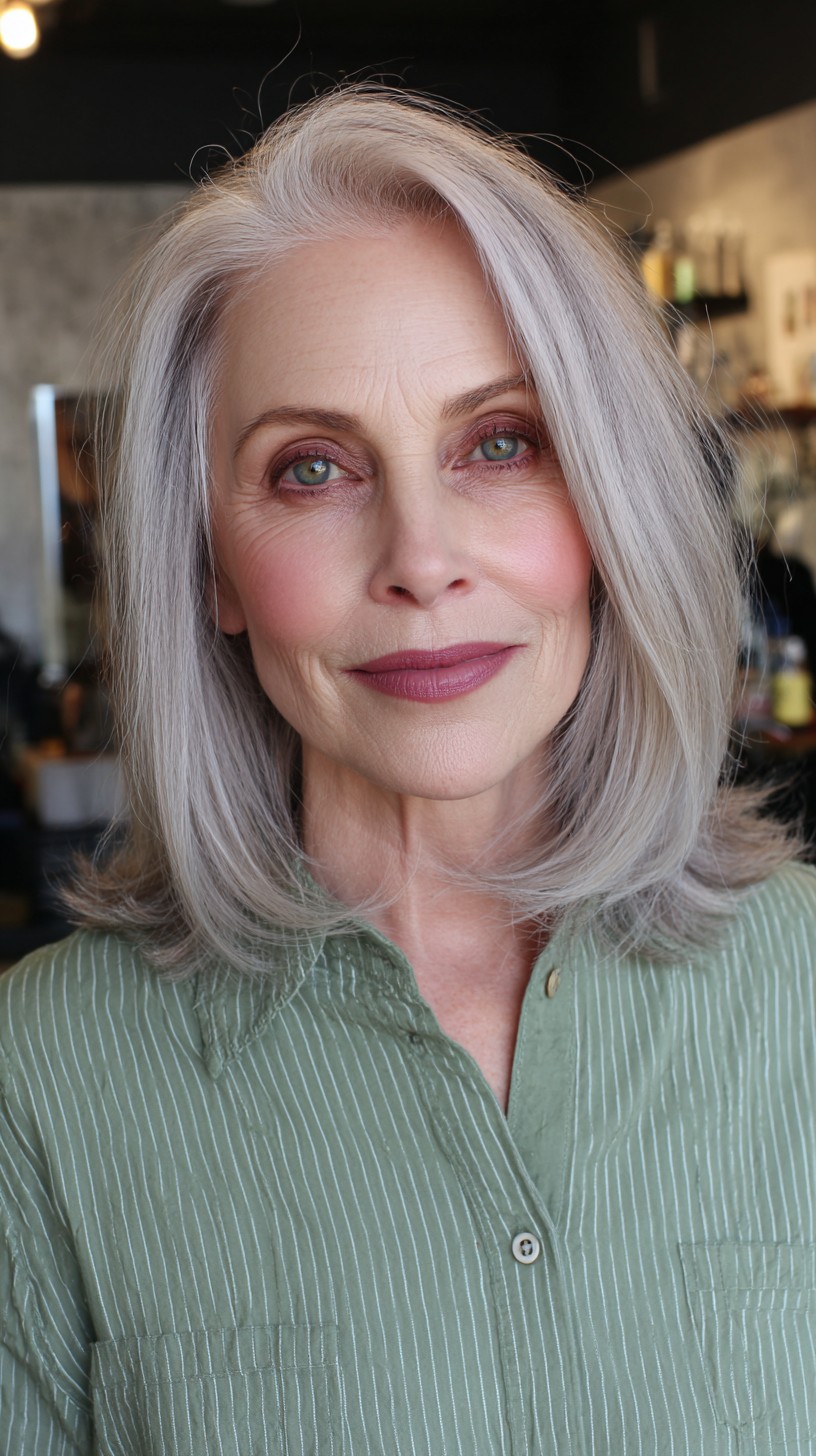 Polished Silver Sheer Lob with Soft Texturing