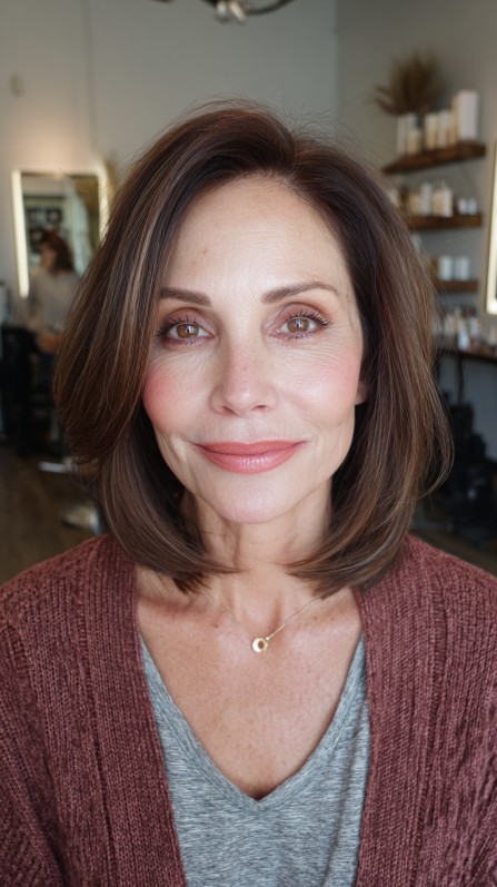 Refined Chocolate Layered Bob with Soft Framing