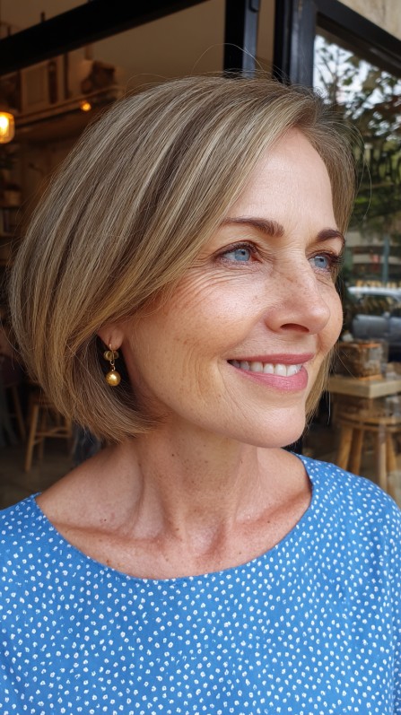 Refined Golden Blonde Bob with Soft Texturing