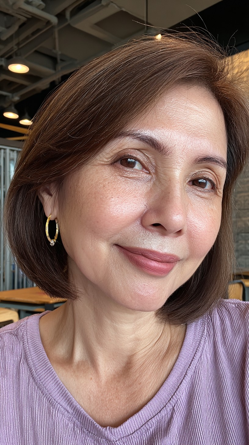 Refined Mid-Length Bob with Swooping Side Bangs