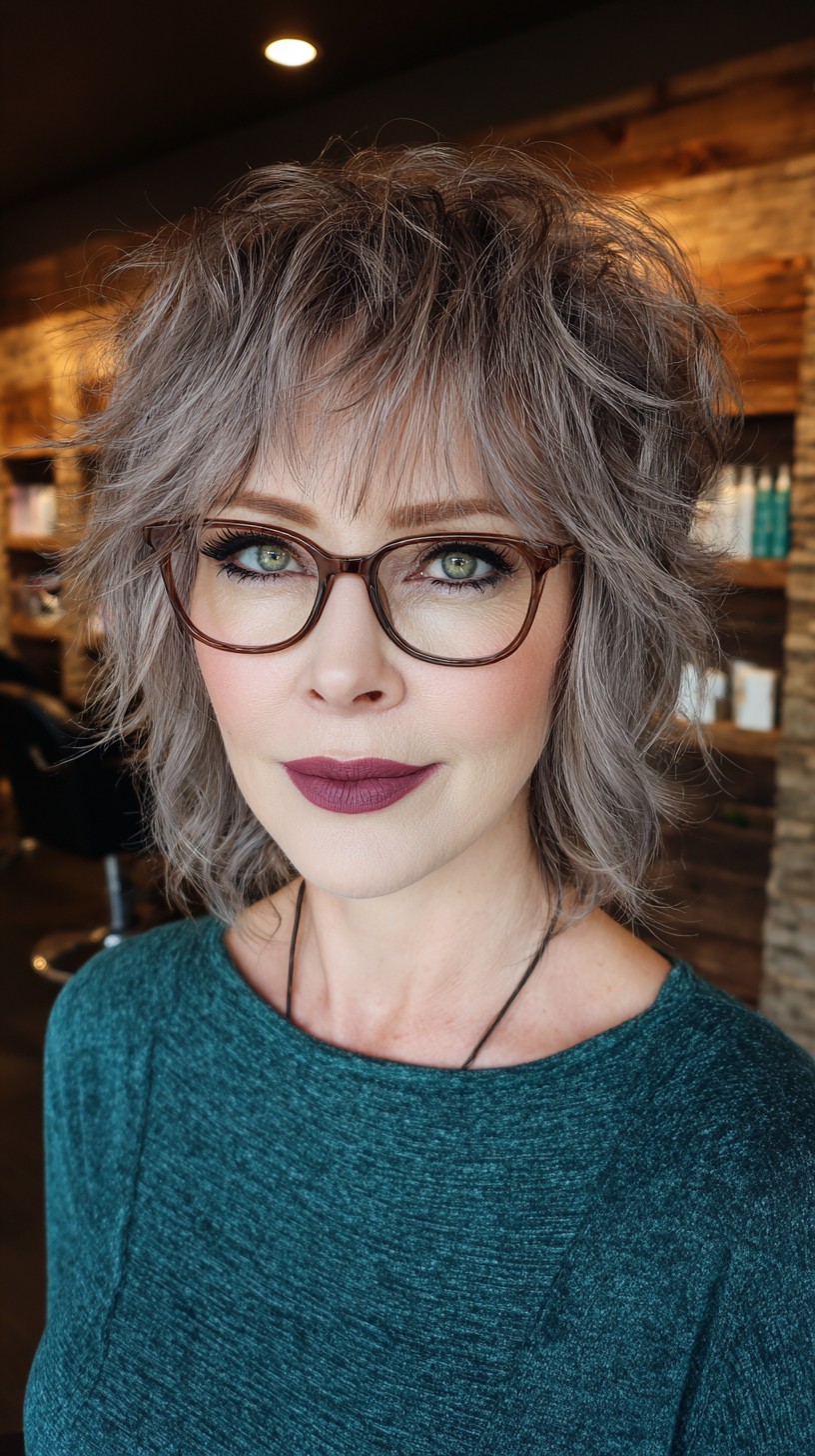 Silver-Gray Layered Bob with Soft Wisps