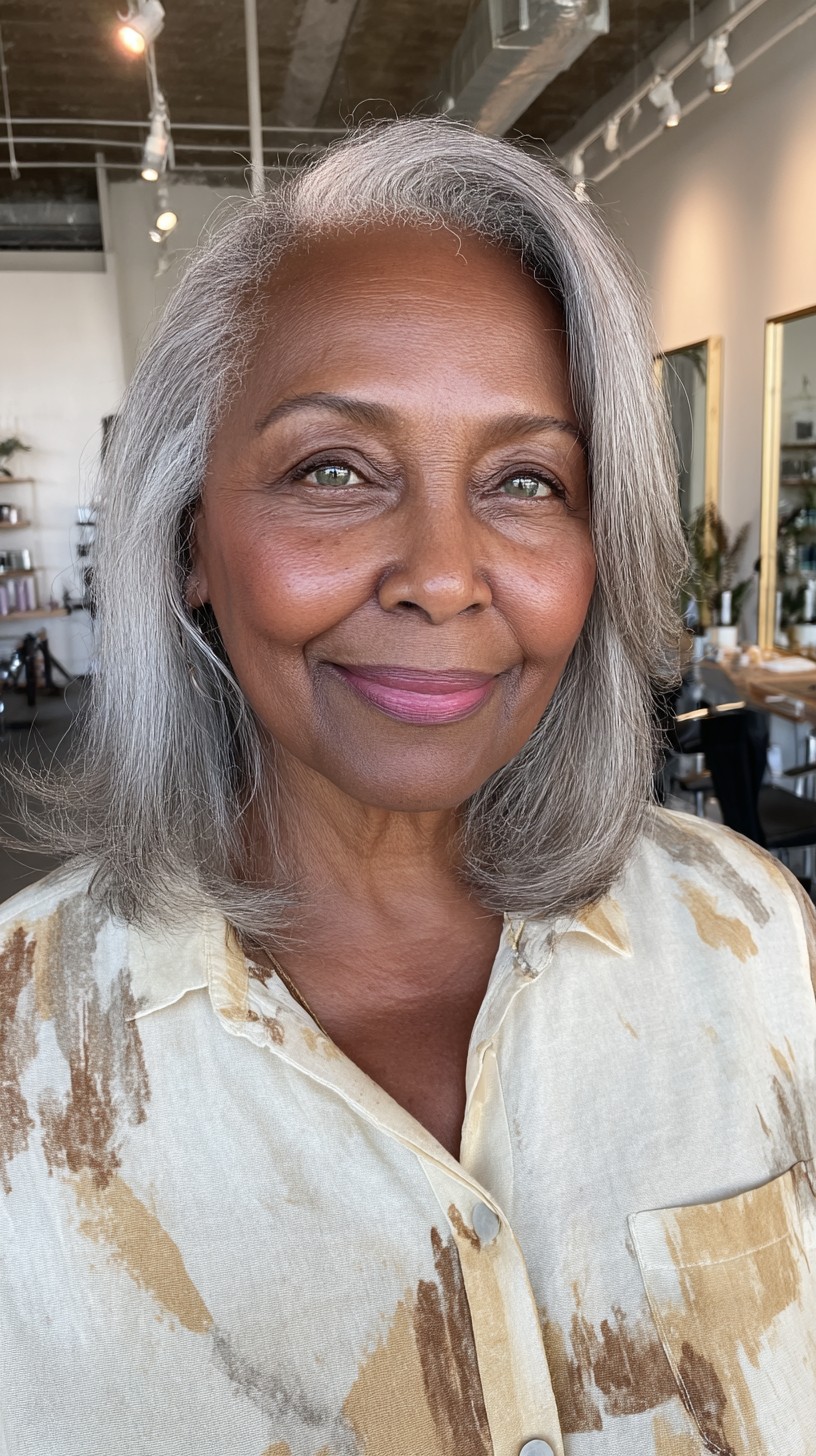 Silver Layered Bob for Mature Texture