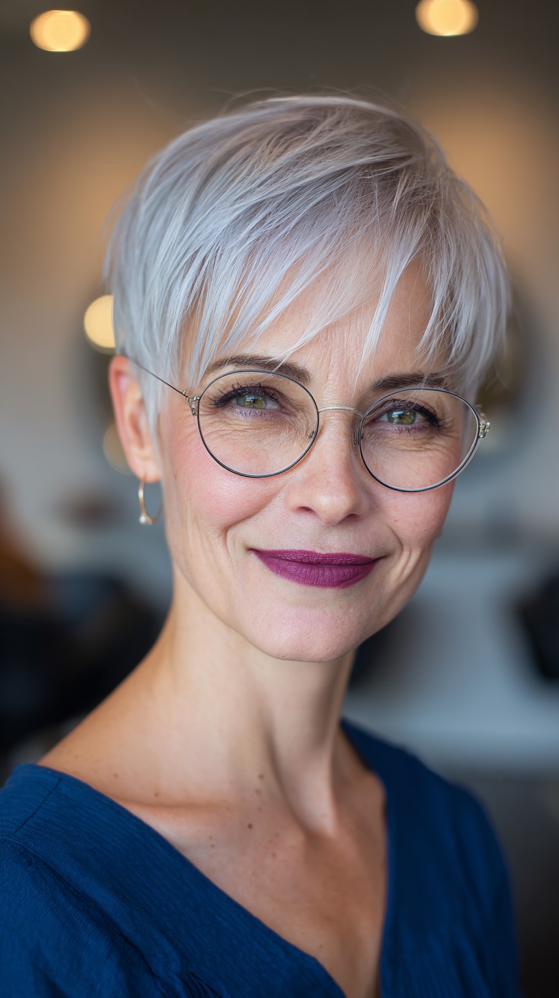 Silver Pixie Cut with Gentle Side Sweep