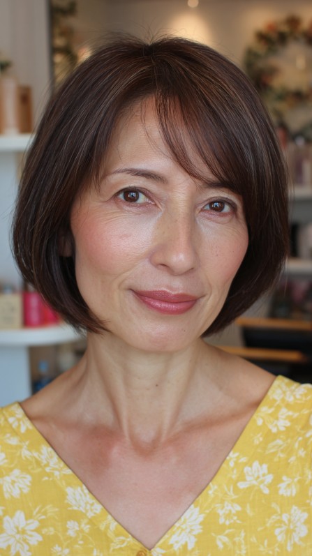 Sleek Chestnut Bob with Subtle Layers