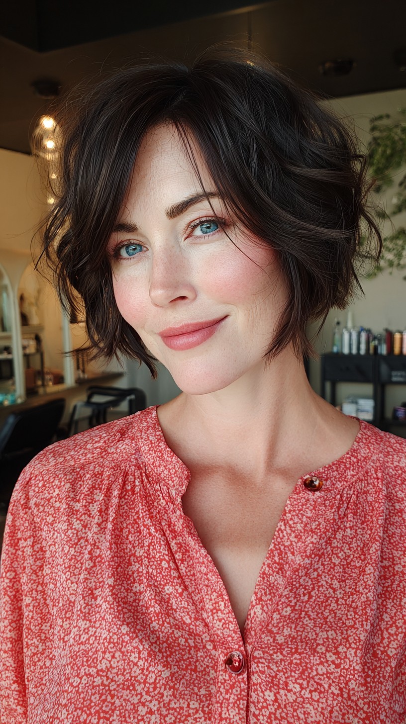 Sleek Deep Brunette Dimensional Bob