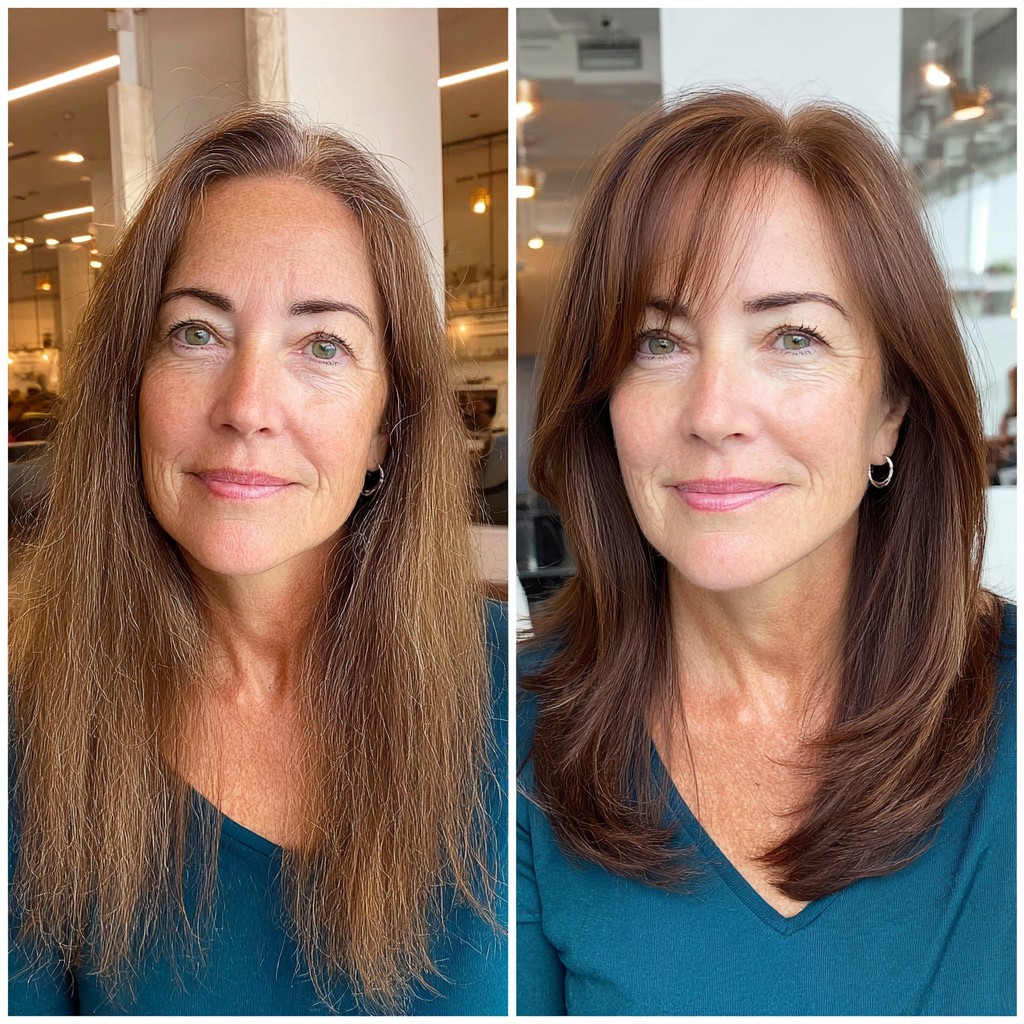 Sleek Mid-Length Chocolate Transformation