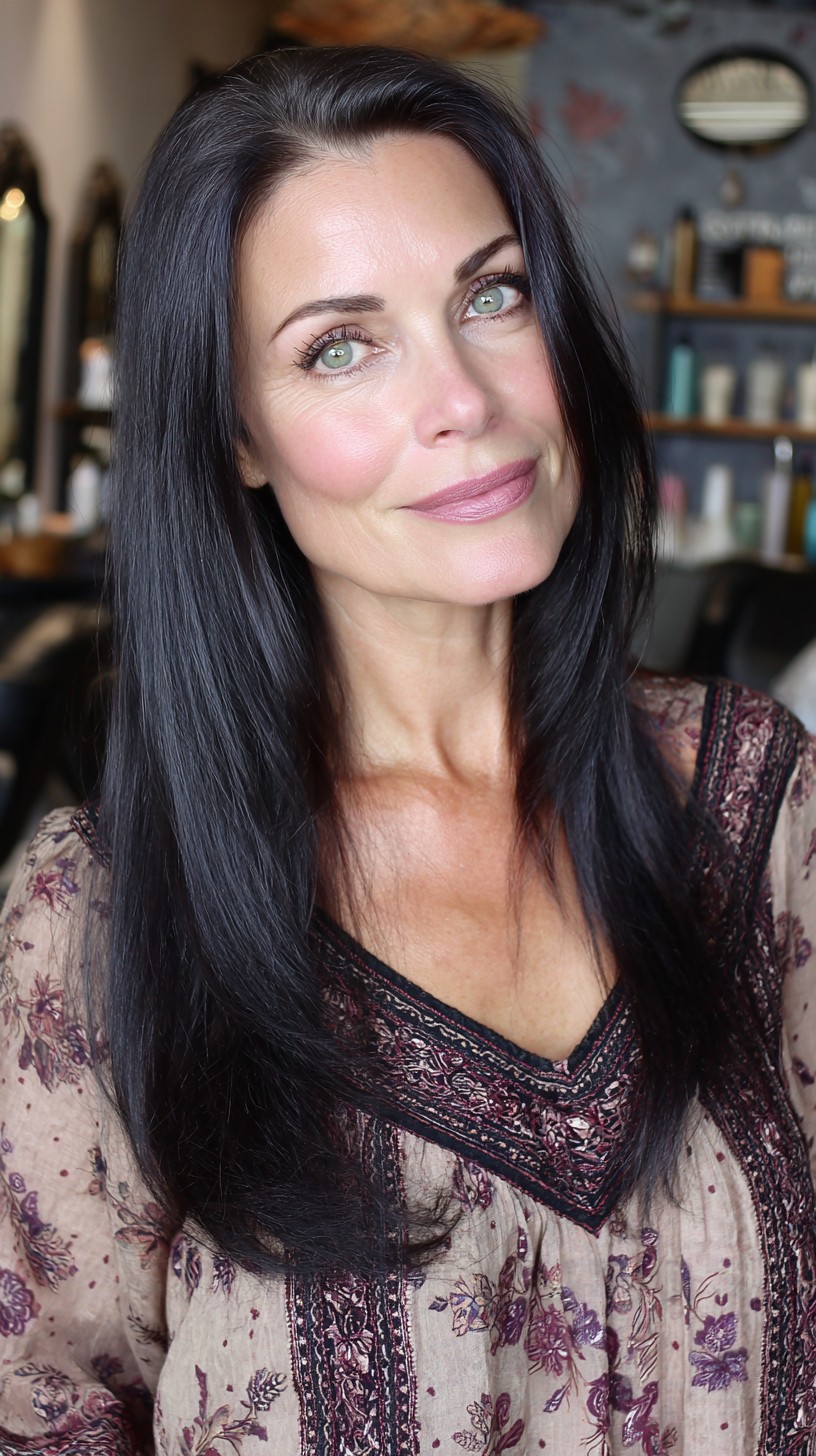 Sleek Midnight Blue Long Layers