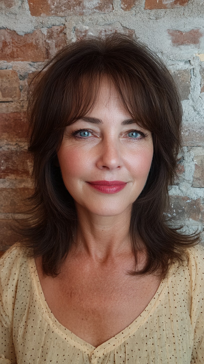 Soft Chocolate Fringe with Natural Waves