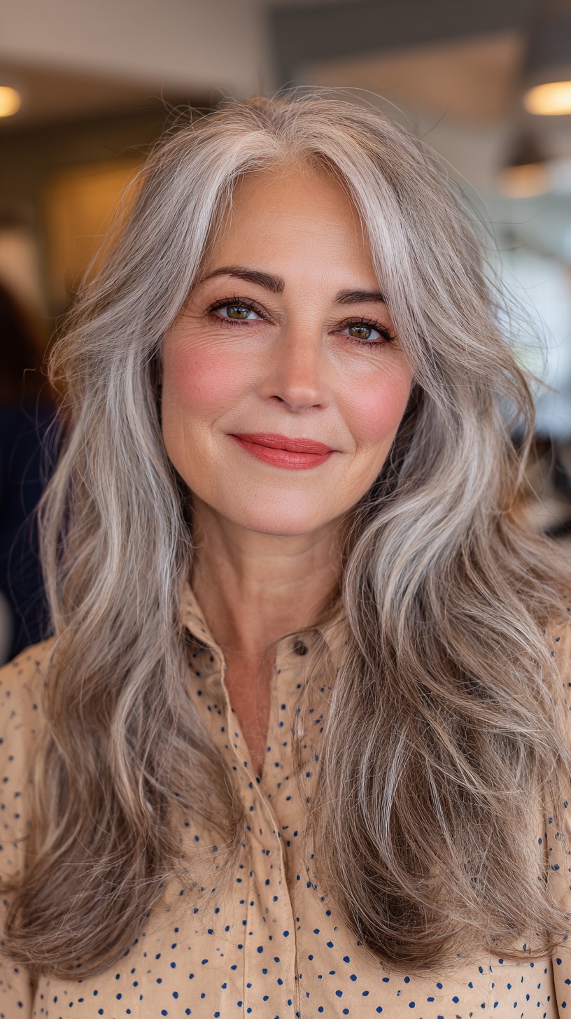 Soft Silver Waves with Gentle Mid-Length Layers