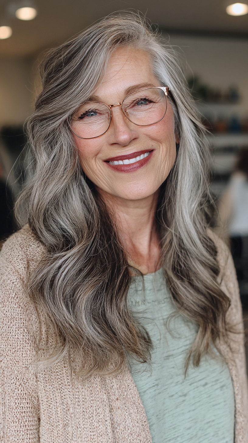 Soft Silver Waves with Light Balayage