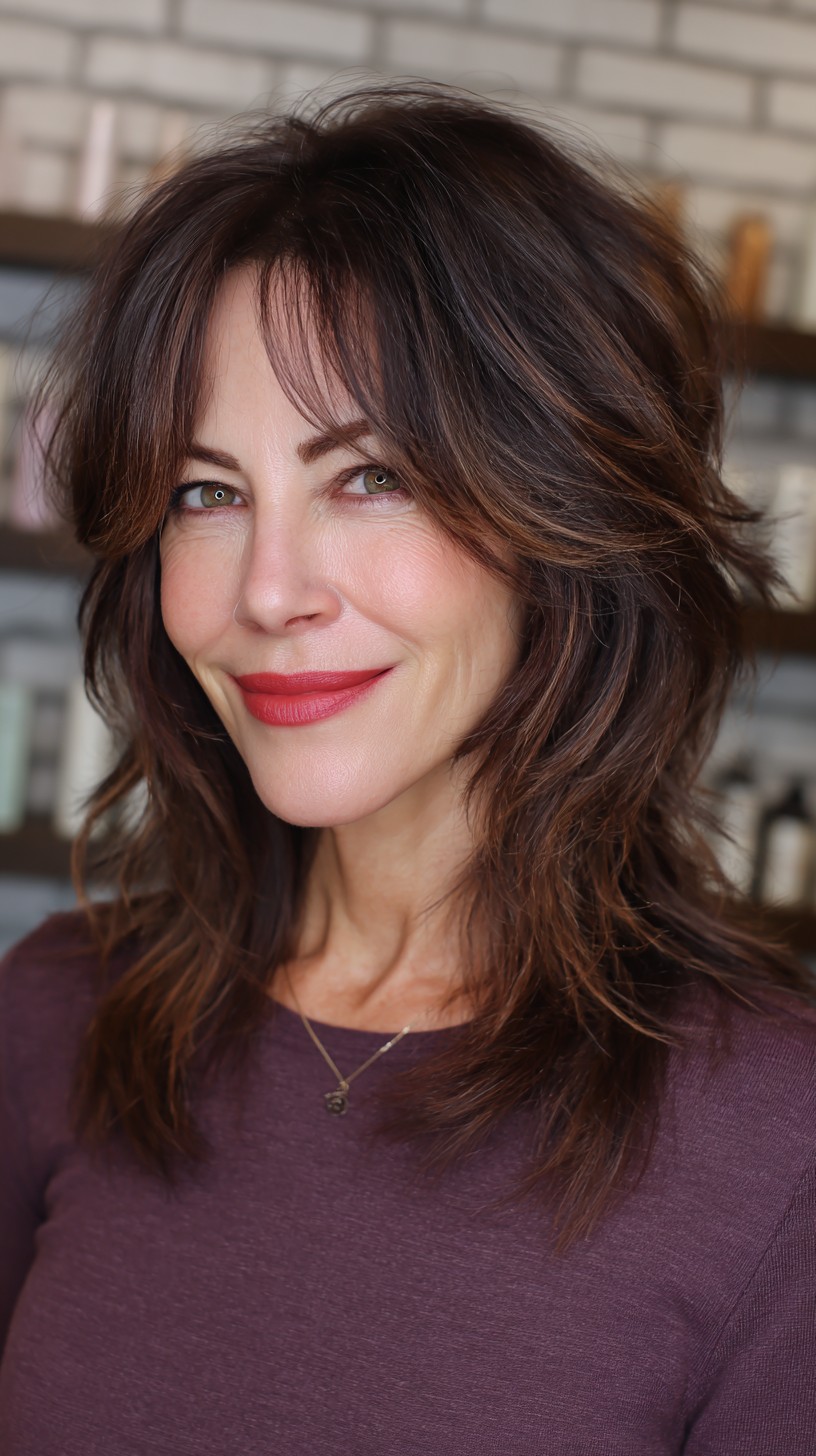 Sultry Brunette Tousle with Effortless Waves