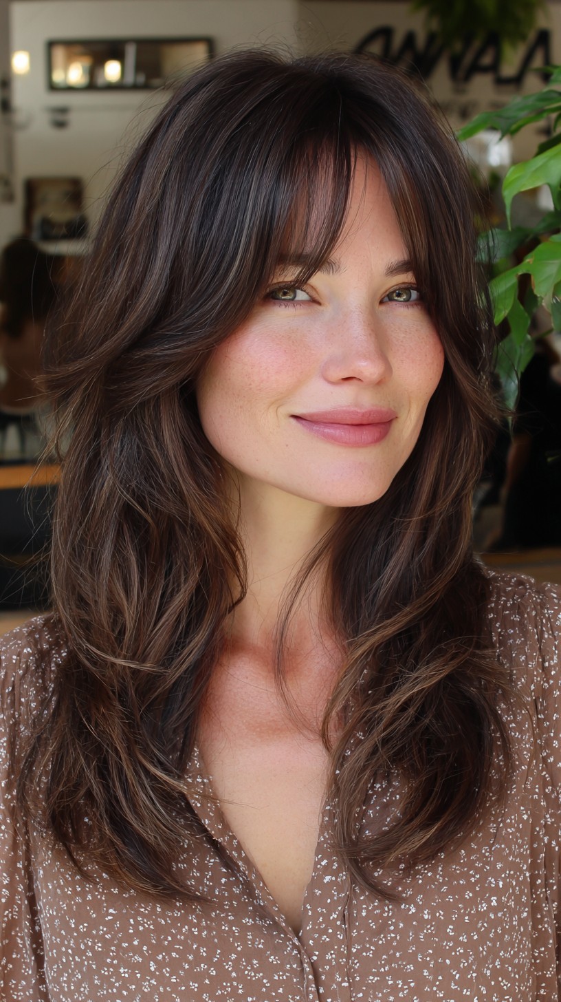 Sun-Kissed Chestnut Layers with Cascading Waves