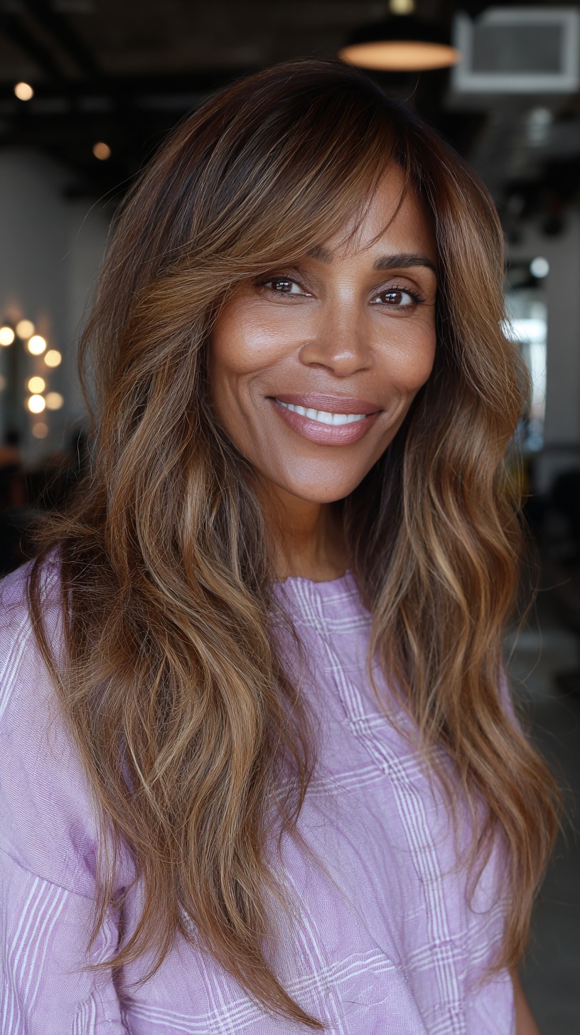 Sunkissed Chestnut Waves with Subtle Highlights