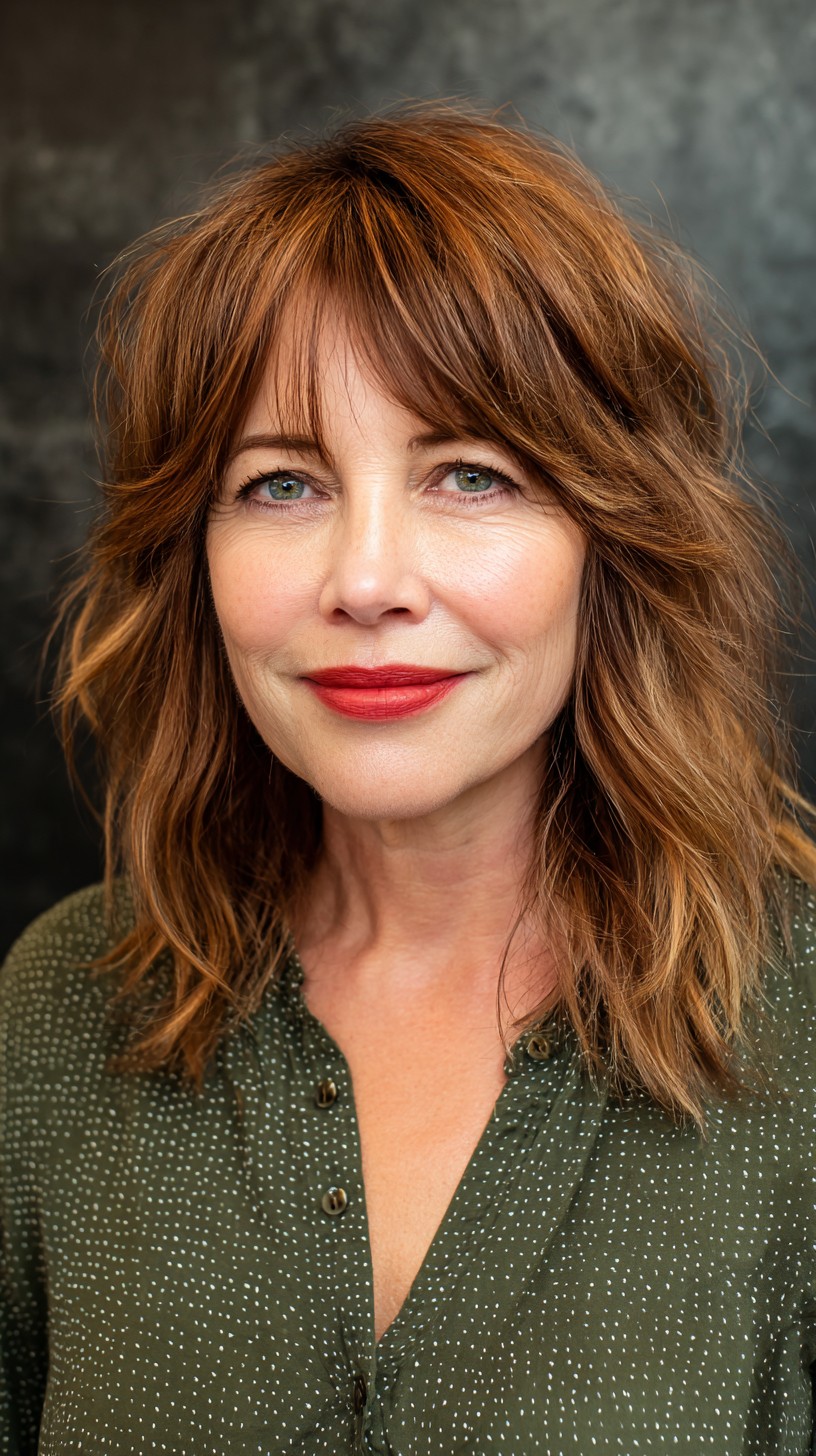 Textured Copper Waves with Soft Fringe