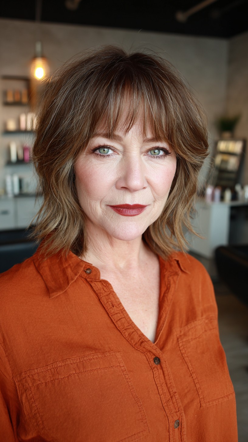 Textured Tawny Bob with Wispy Fringe