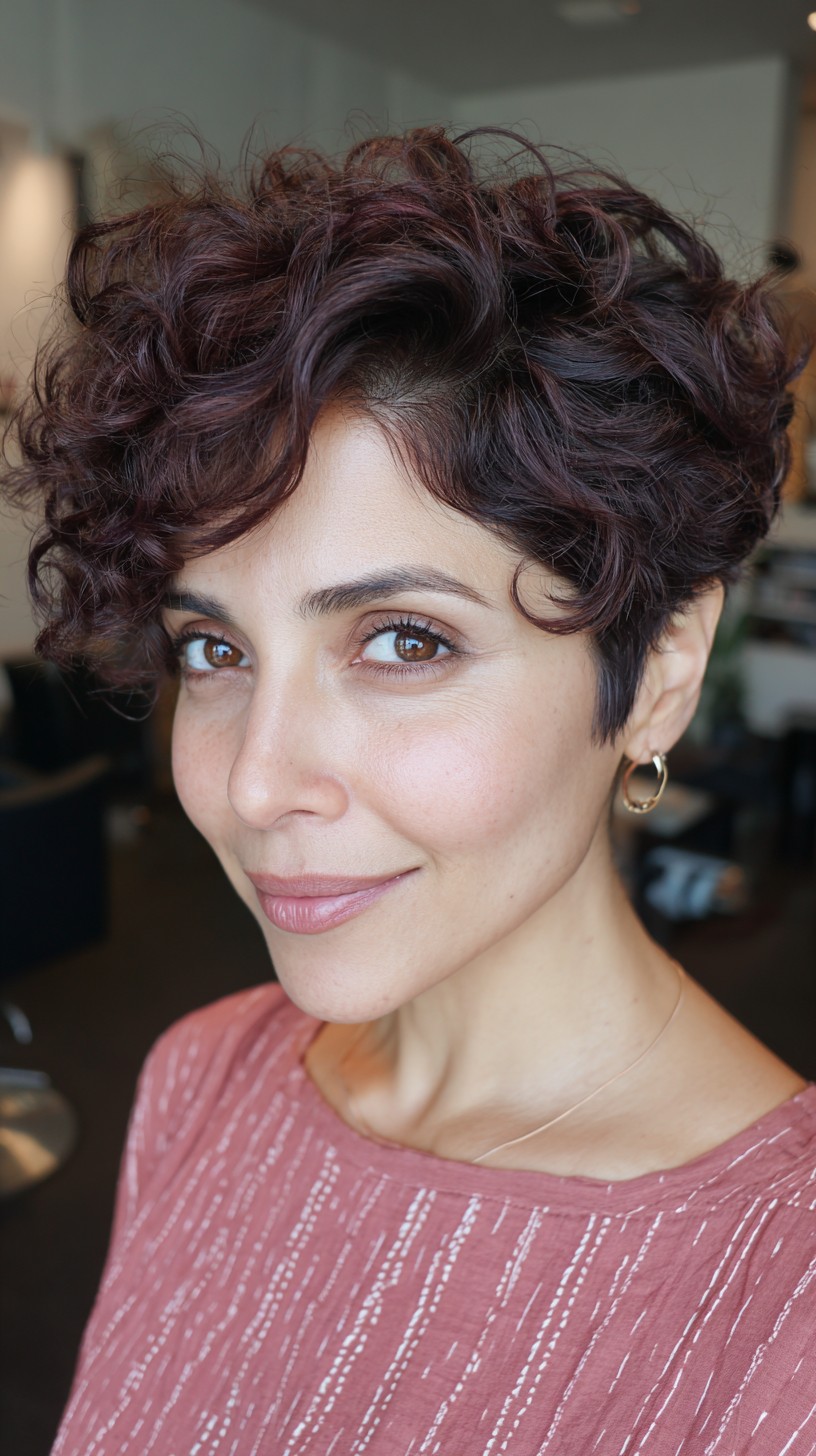 Vibrant Tousled Curly Pixie Cut