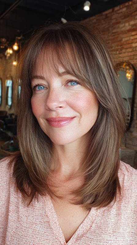 Voluminous Chestnut Shag with Subtle Highlights