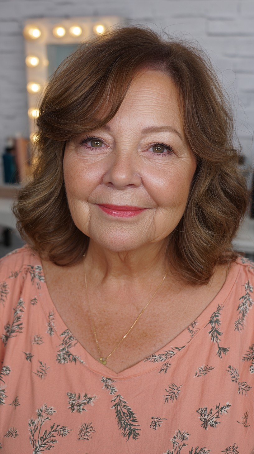 Warm Chestnut Curls with Soft Volume