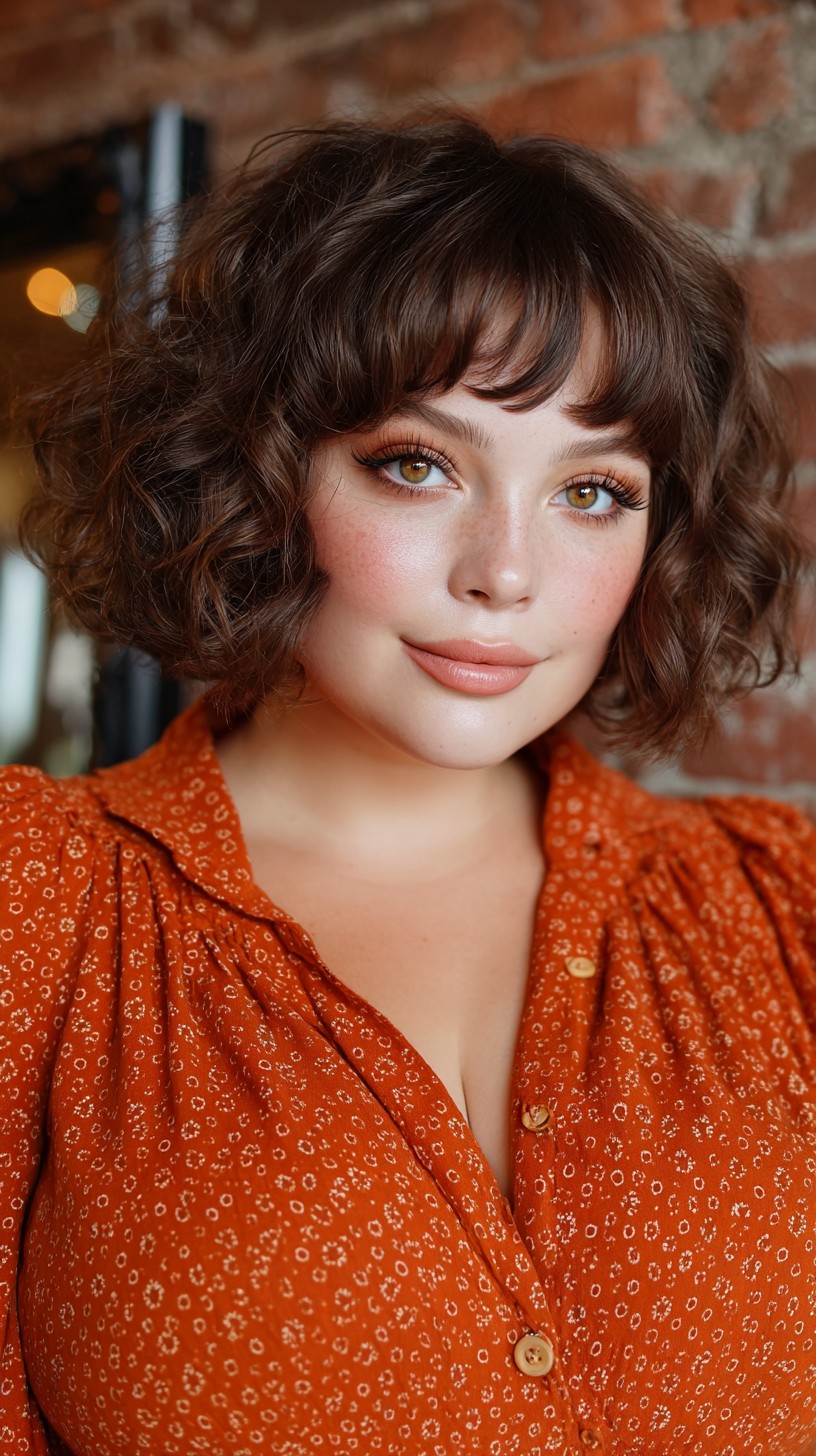 Bouncy Curled Bob with Fringe
