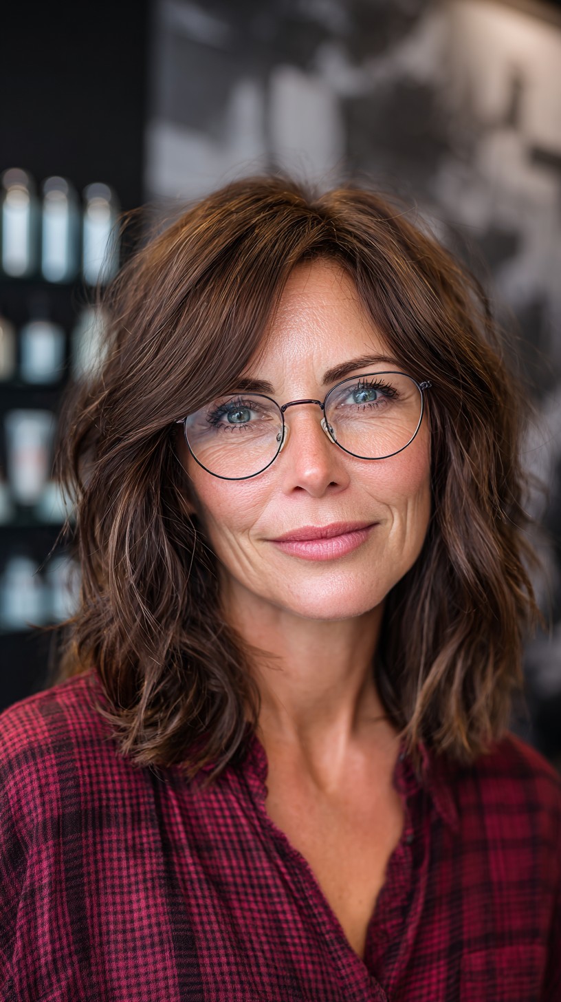 Brunette Textured Waves with Seamless Layers