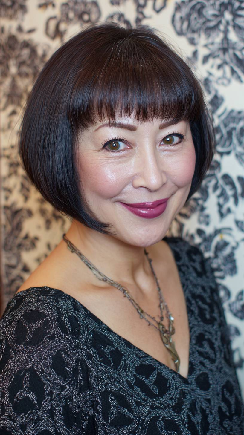 Chic Blunt Bob with Soft Fringe