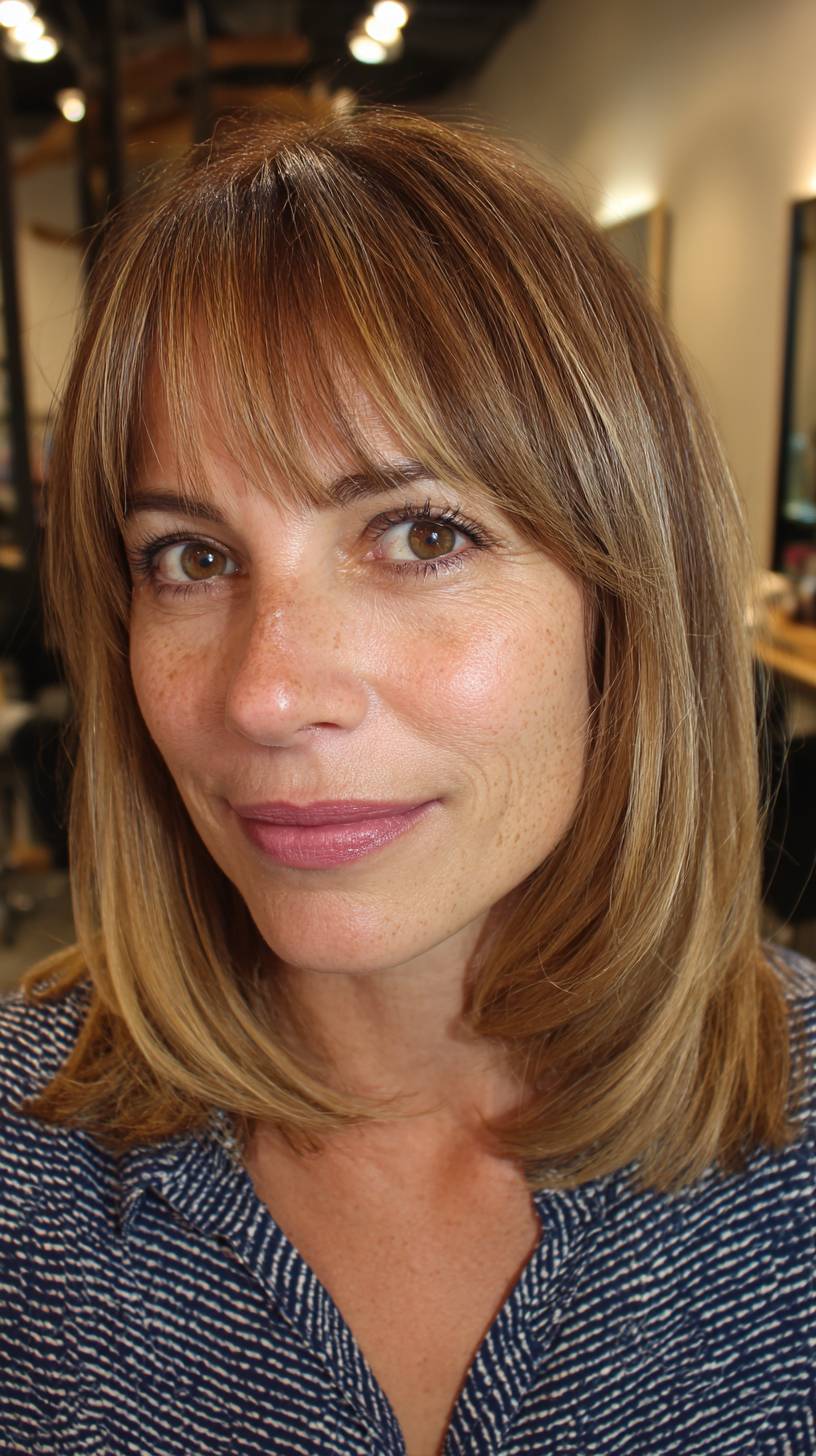 Chic Long Bob with Soft Wispy Bangs