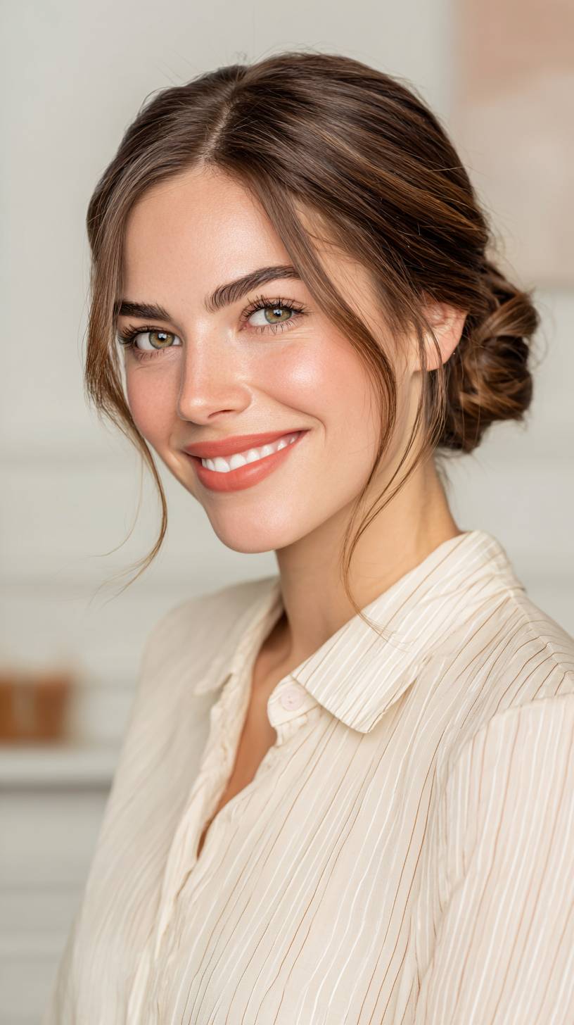 Chic Low Bun with Face-Framing Strands