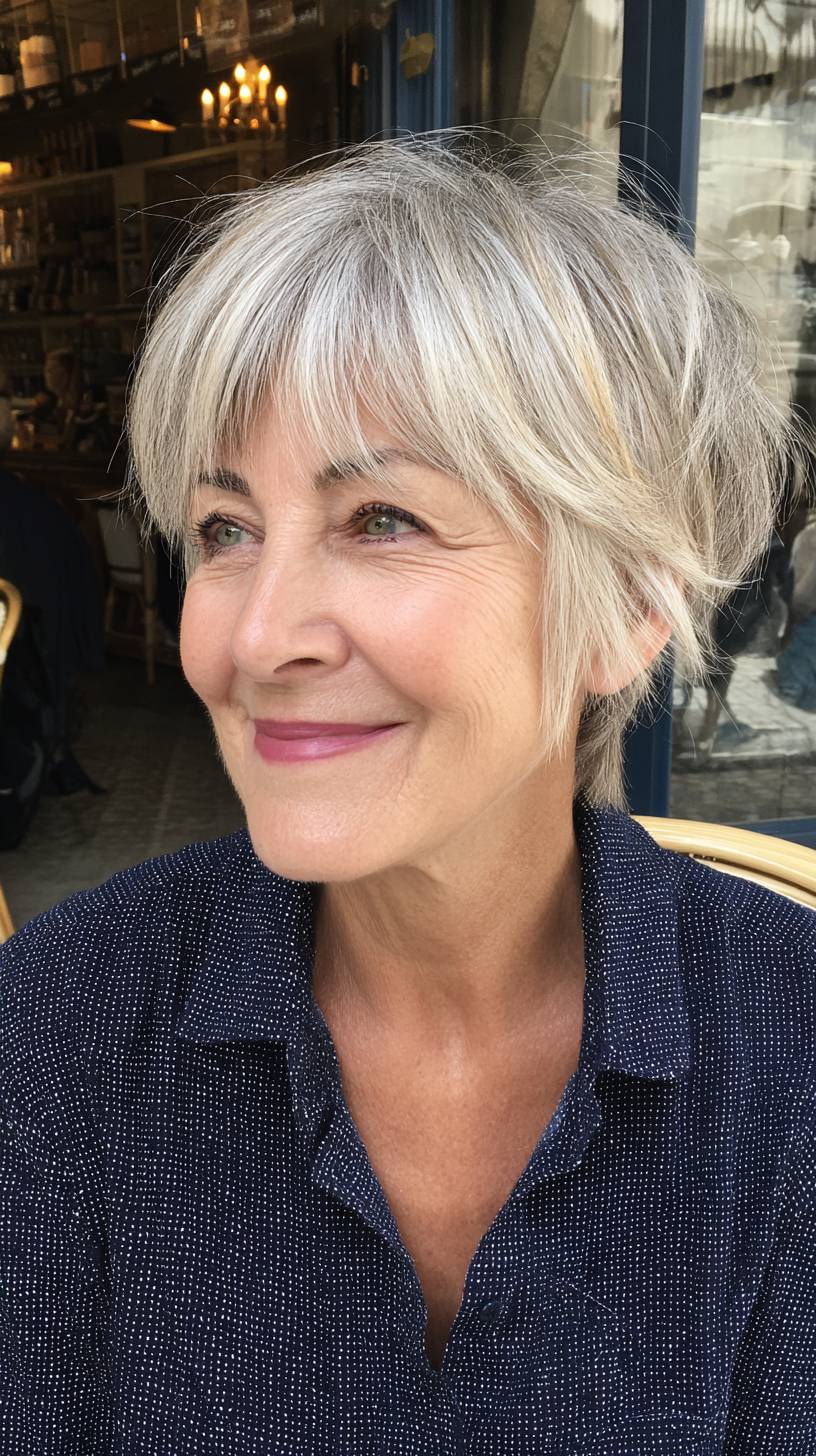 Chic Short Layered Wolfcut with Soft Fringe