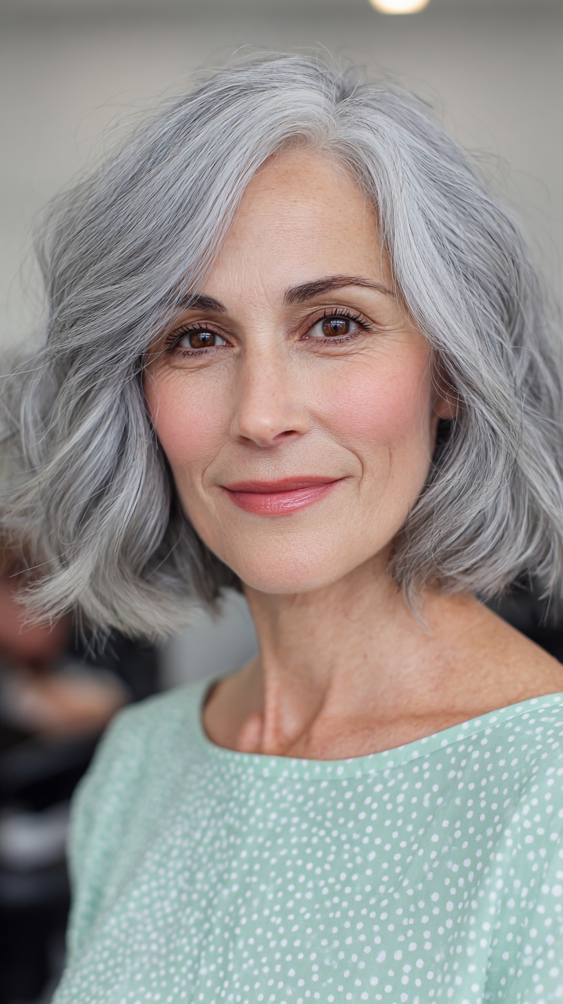 Chic Silver Layers with Gentle Waves