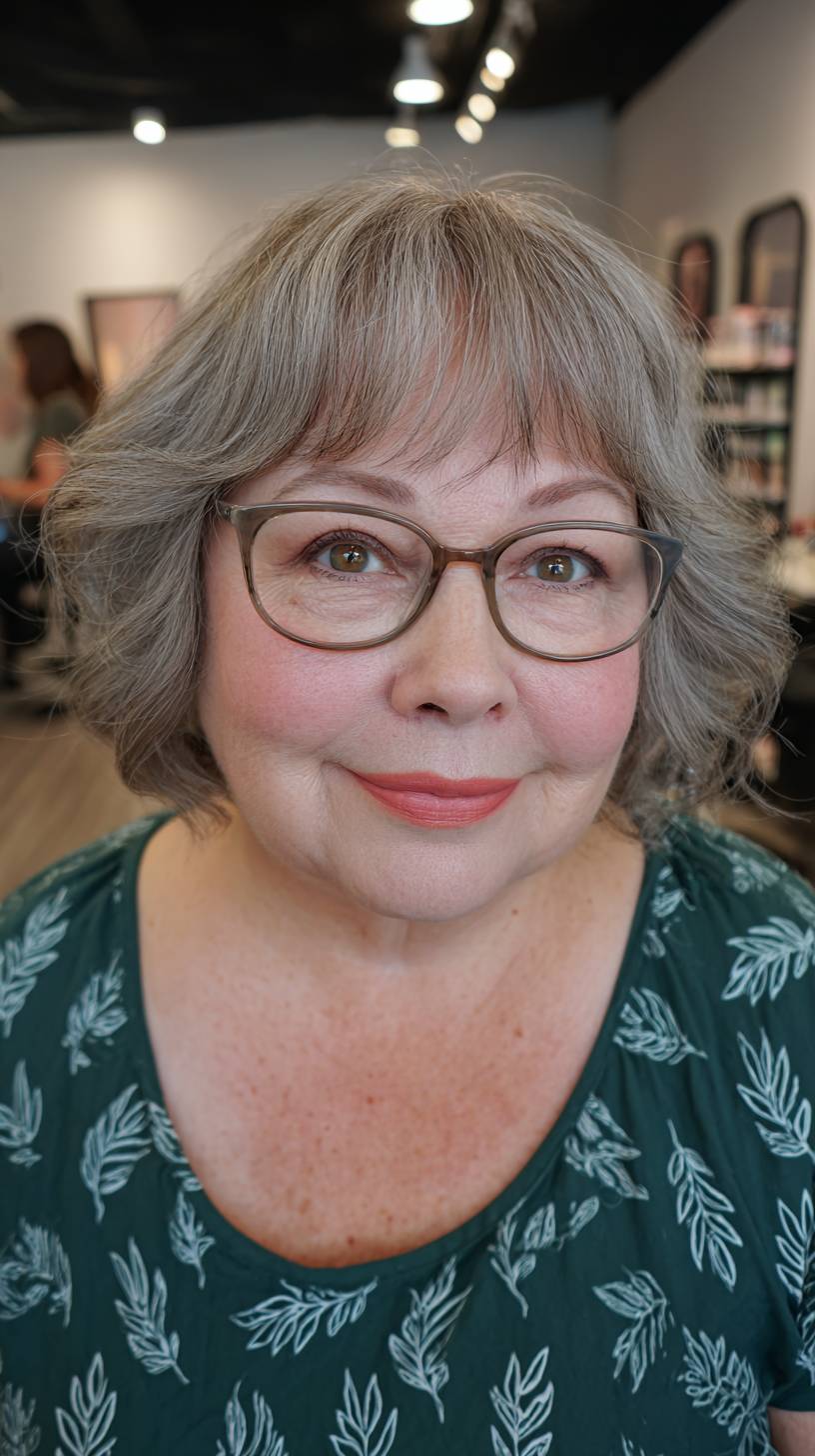 Chic Softly Textured Gray Wolfcut with Gentle Layers