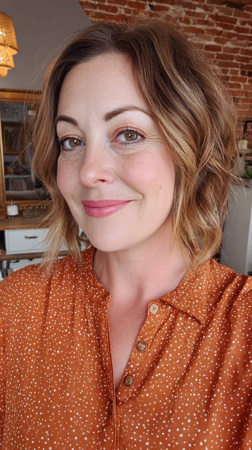 Chic Textured Waves with Subtle Balayage