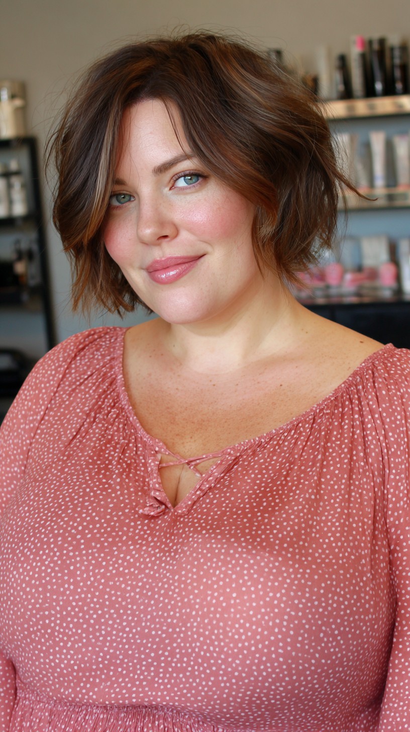 Chic Tousled Bob with Subtle Highlights