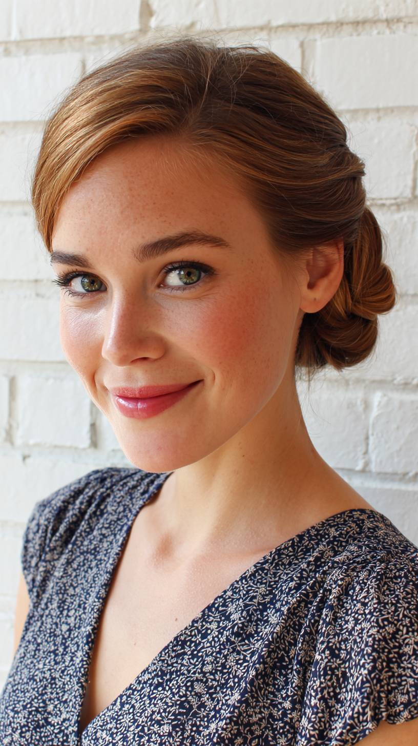 Classic Twisted Low Bun with Soft Face-Framing Strands