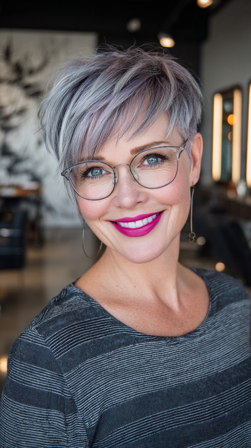 Contemporary Silver Pixie with Lavender Tints