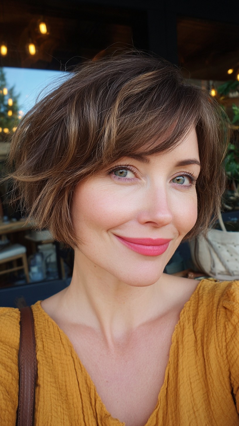 Copper-Toned Textured Bob with Subtle Waves