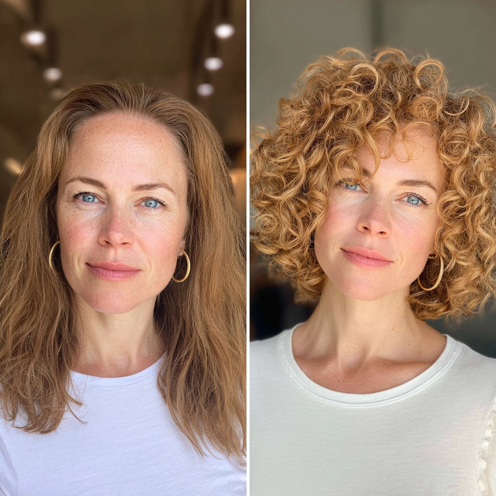 Dynamic Blonde Curly Bob Transformation