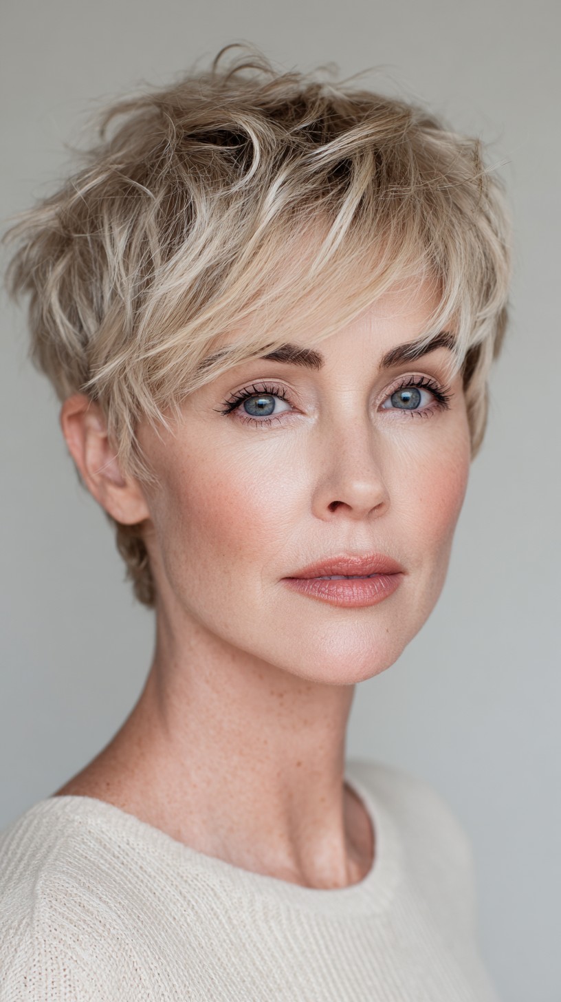 Dynamic Blonde Textured Pixie with Volume