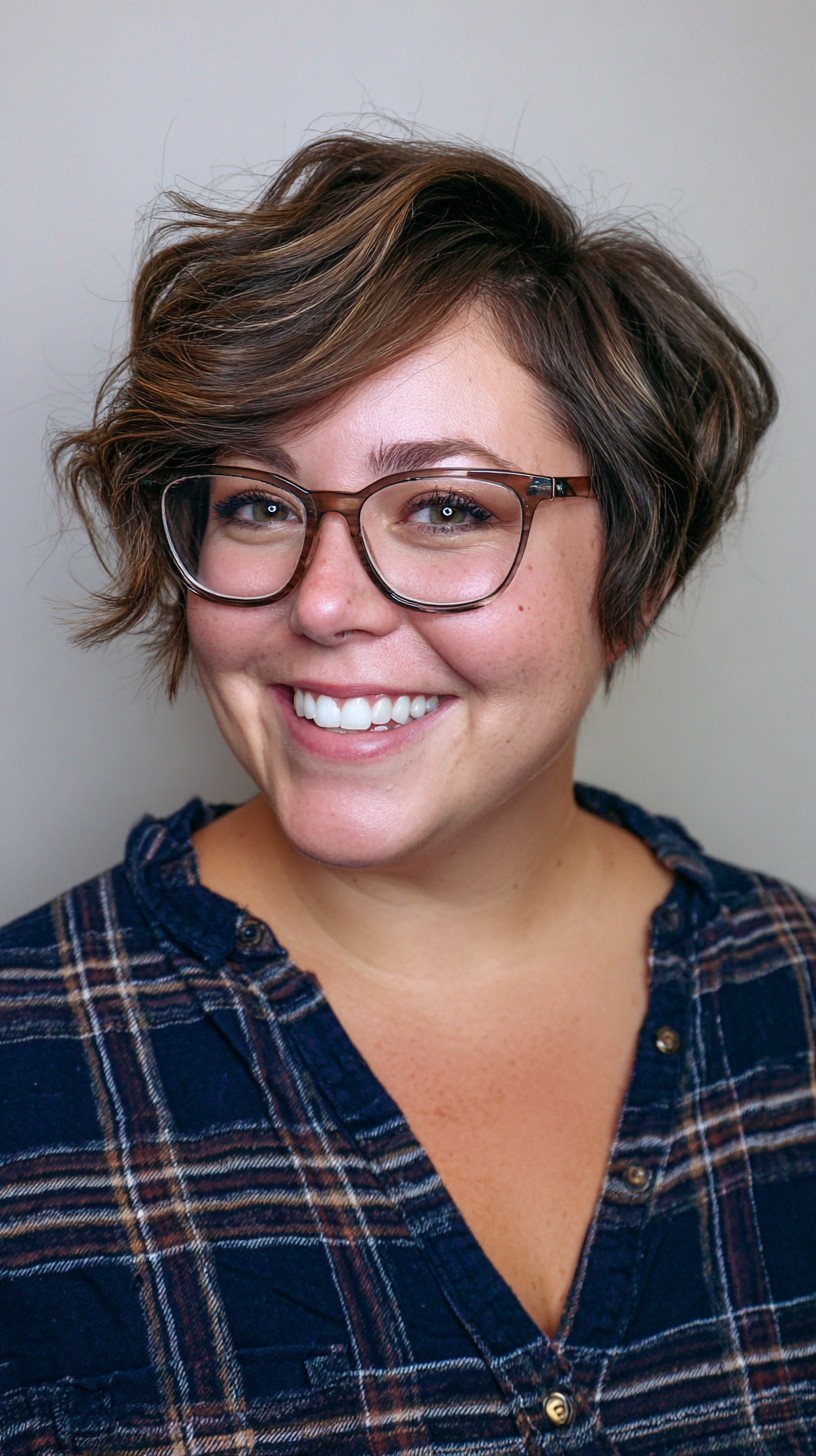 Dynamic Chestnut Waves with Side-Swept Bangs