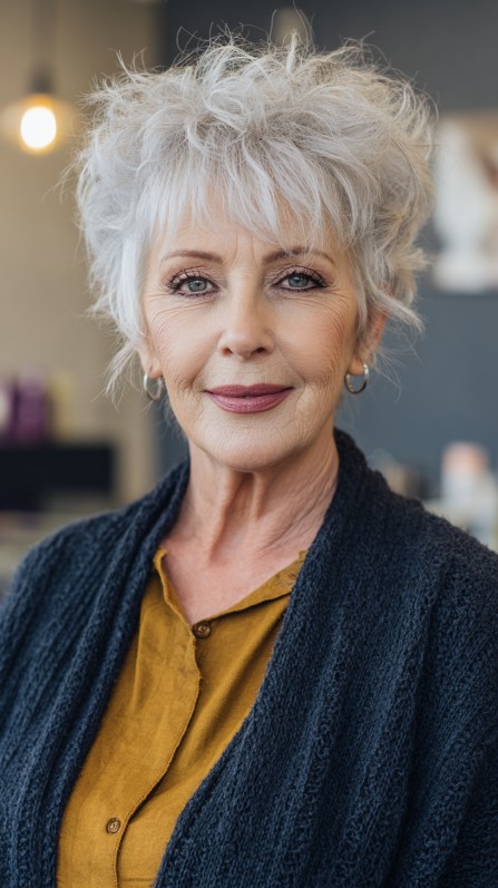 Dynamic Silver Textured Tousle for Stylish Volume
