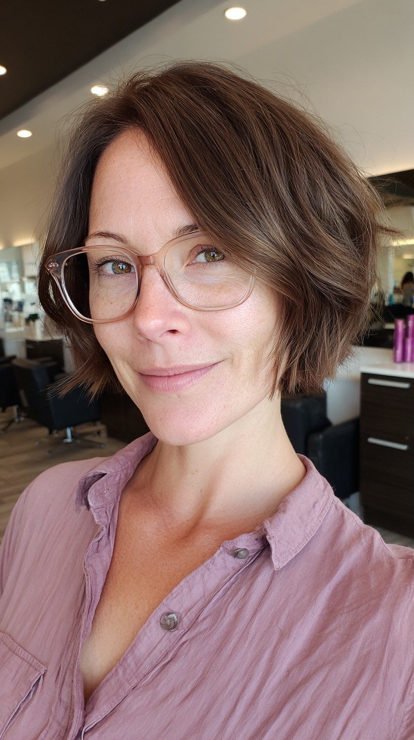 Effortless Chestnut Bob with Delicate Waves