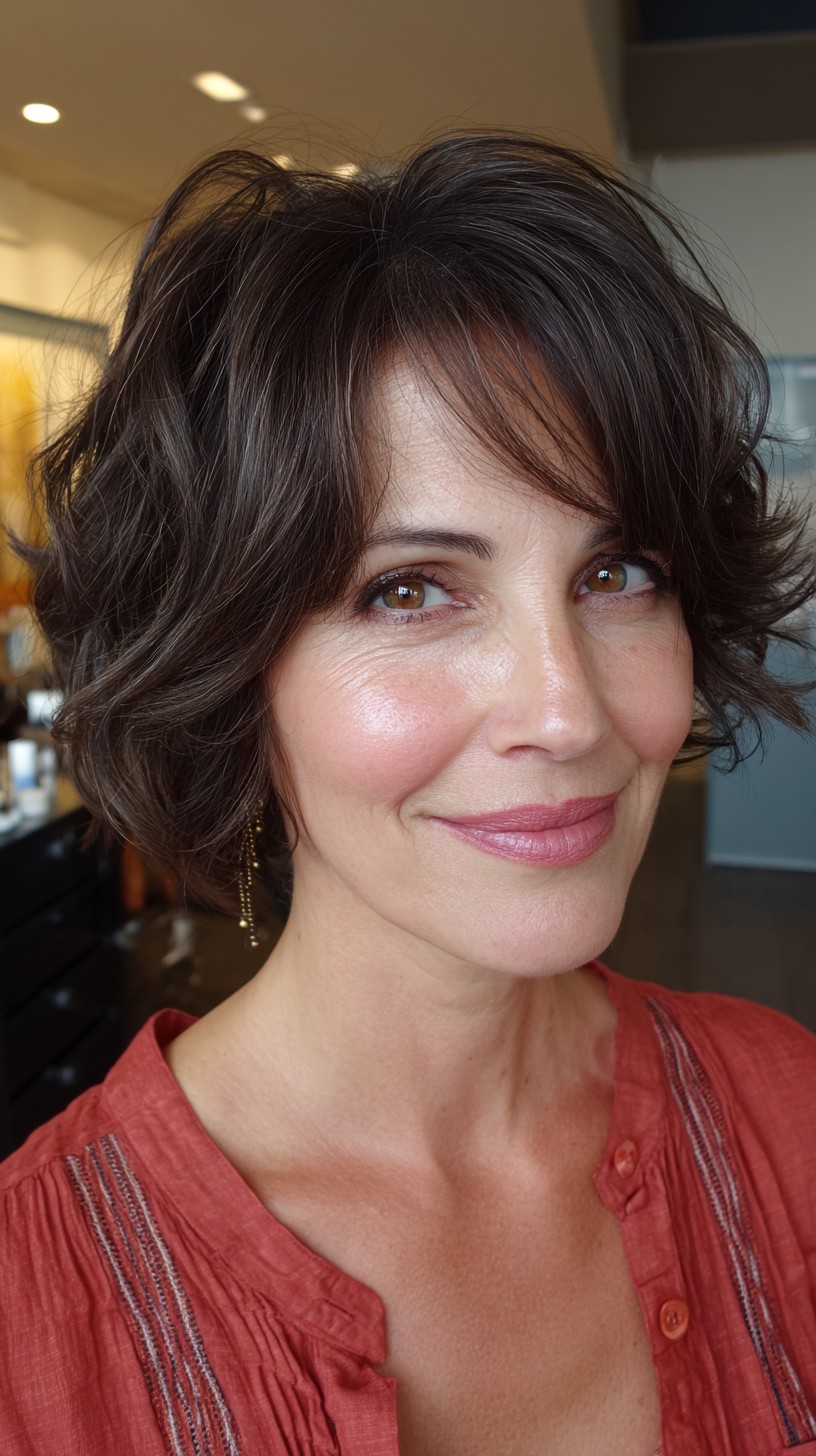 Effortless Chestnut Curls with Soft Volume