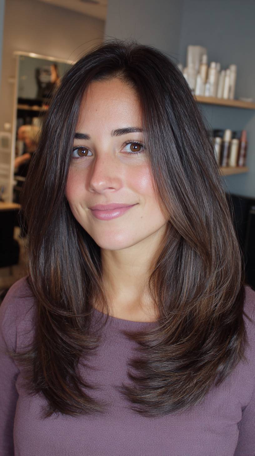 Elegant Long Layered Cut with Soft Face-Framing Layers