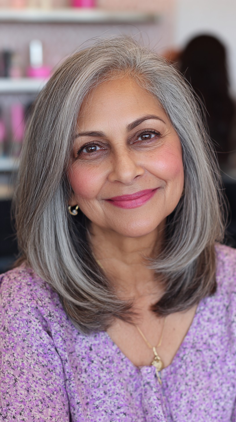 Graceful Silver Shag with Textured Layers