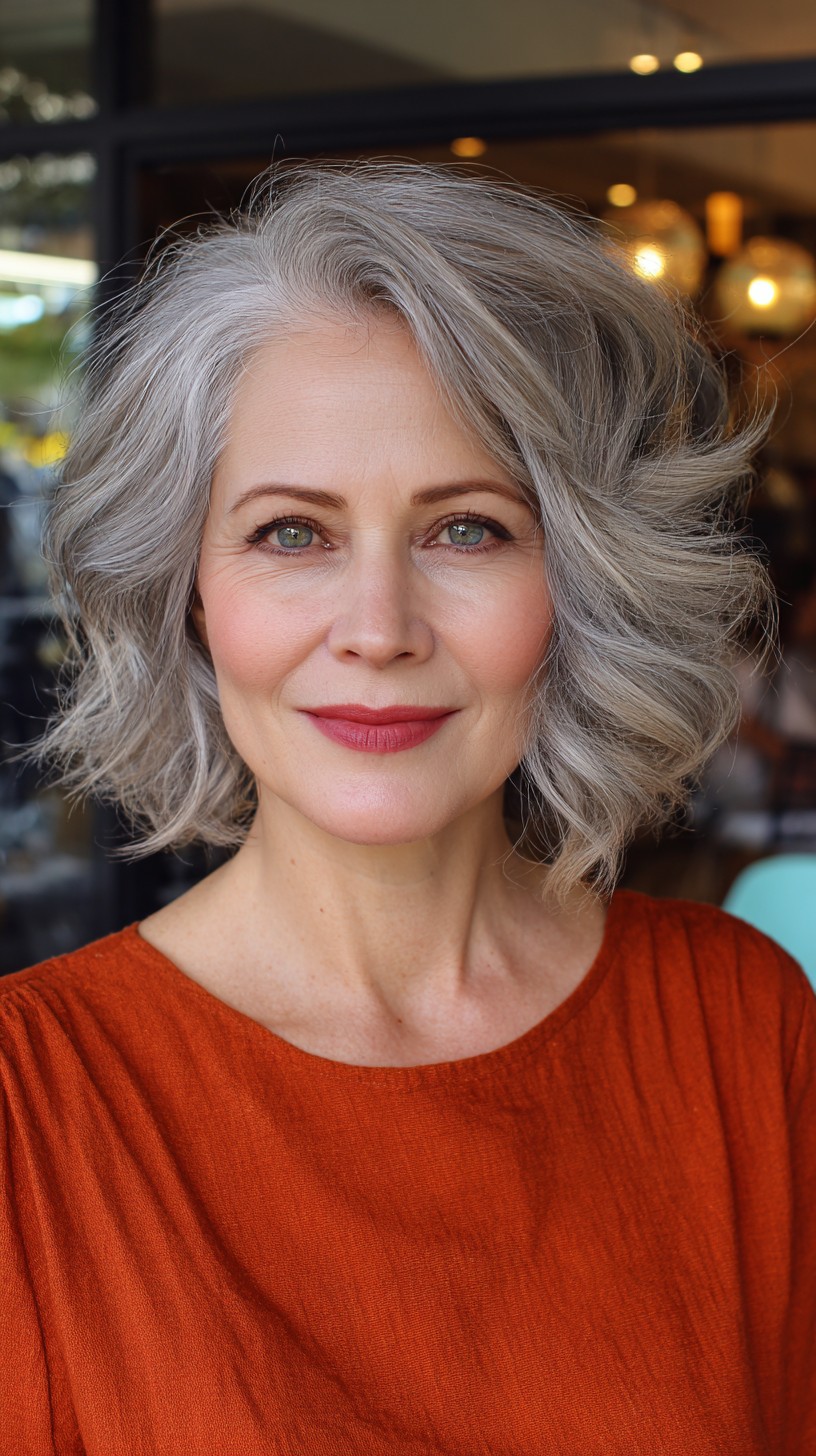 Graceful Silver Spiral Curls with Root Lift