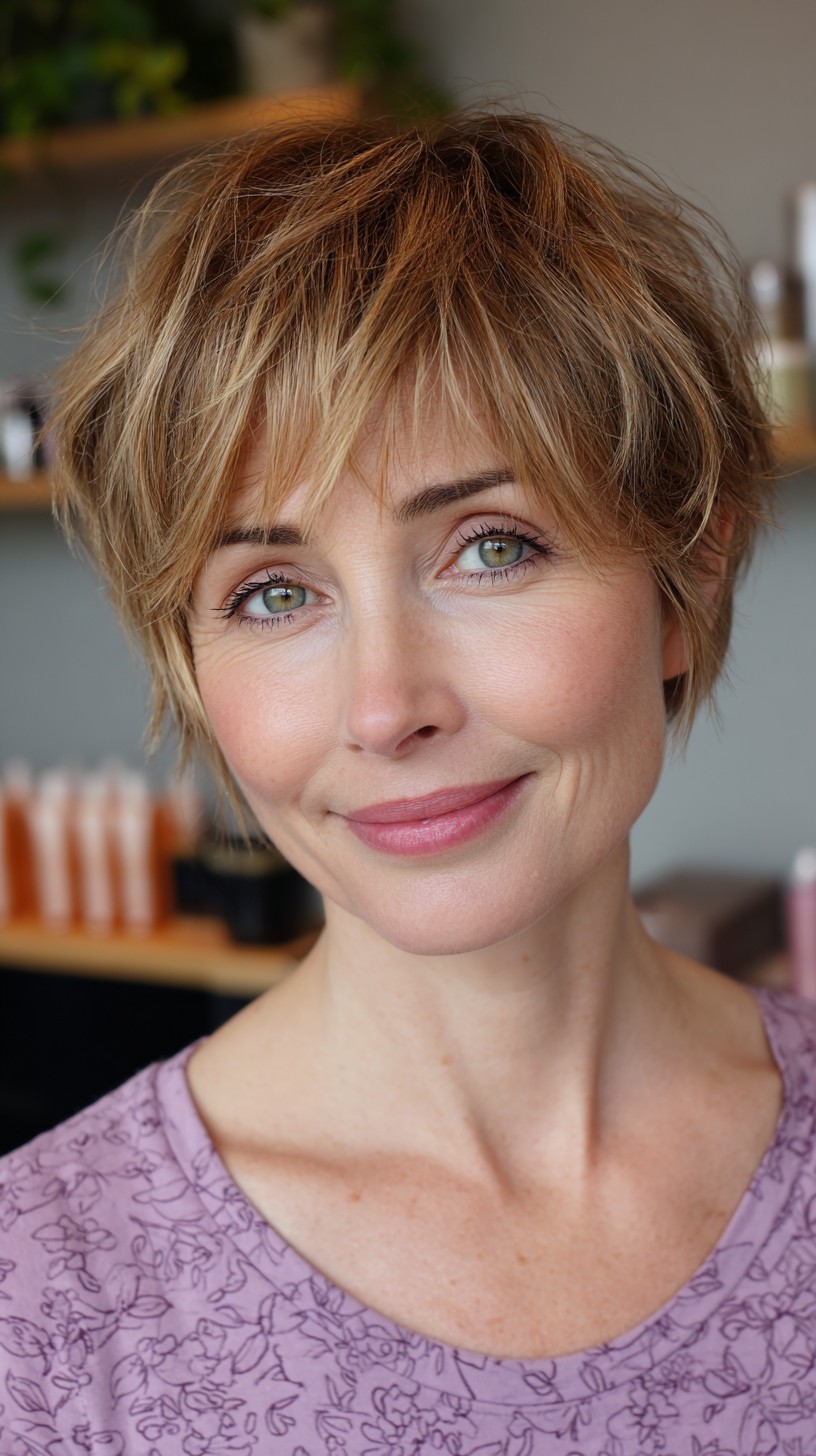 Light Blonde Tousled Pixie with Graduated Layers